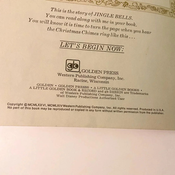 Vintage  1976 Jingle Bells Little Golden Book 7 Inch Record - Picture 4 of 16